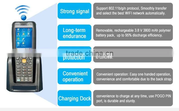 Industrial PDA 533MHZ 2.8 inch TFT 200 scan/sec Wi-Fi With 1D 2D Barcode Scanner IPDA002