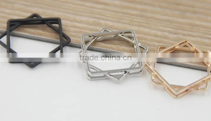 Rock n Roll Stacking Square Brass Gold Silver and Black Ring