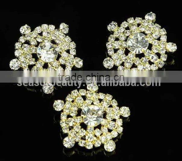 Crystal Golden Shank Snow Shape Fashional Rhinestone Button RNK184J