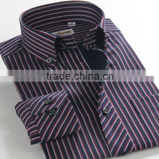 European style long sleeve stripe latest design button collar fashion men arrow shirt