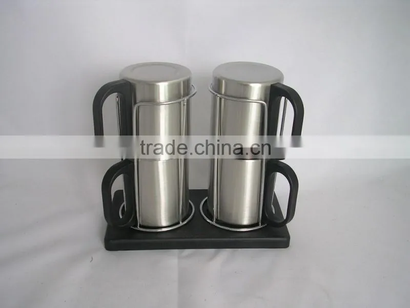Four piece 220ml cup set eco-friendly FDA LFGB double layer stainless steel coffee mug cup tumbler