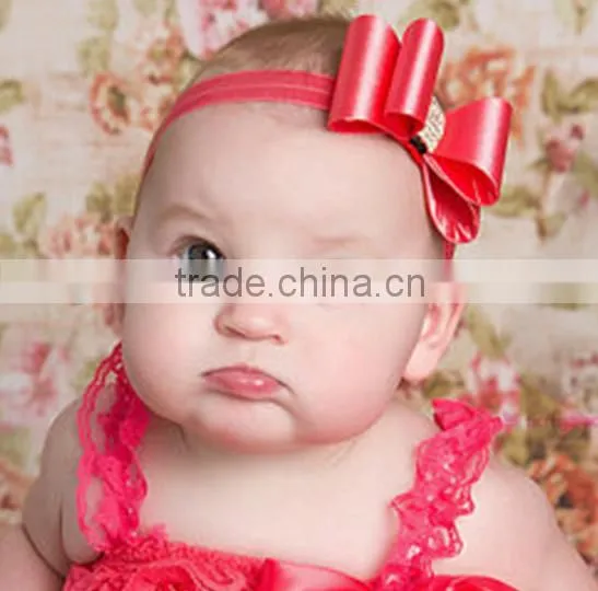 New selling the European and American children tire PVC color butyl bowknot rhinestone bow hair band 8 color spot