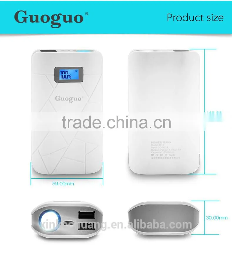 Portable CE Rohs 10000mah Power Bank Charger with LED Torch Light and LCD display