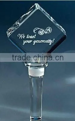 Clear crystal wine bottle stopper