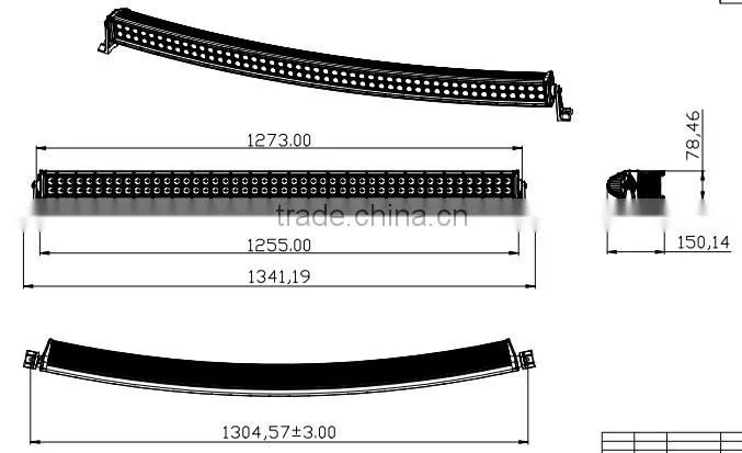 50 inch 288W 4x4 Led Car Light, Curved Led Light bar Off road,auto led light arch bent