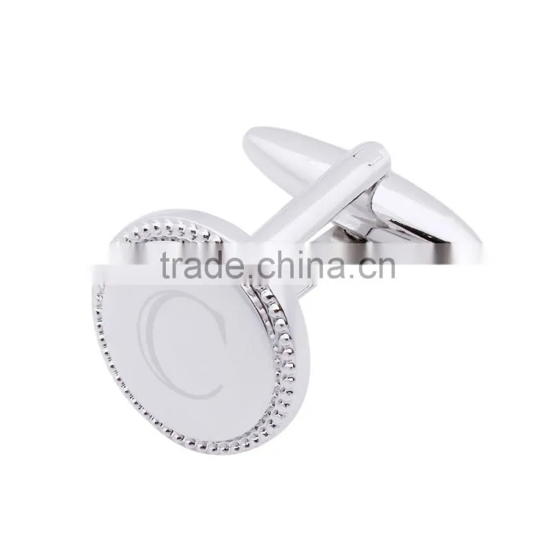 2016 wholesale laser letter mental silver cufflinks
