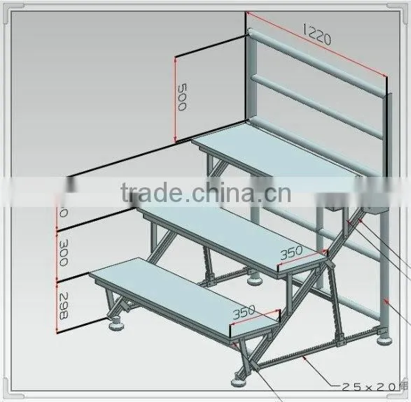 Best price aluminum stair riser/aluminium choral risers for sale