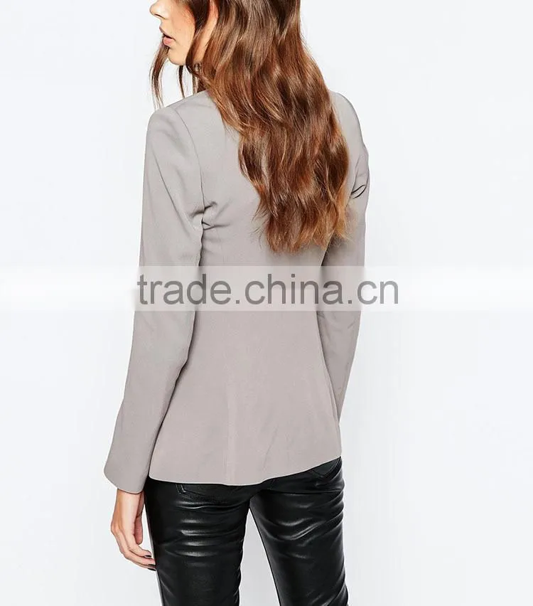 Fashion autumn coat chiffon single breasted smart lady silver tailored suits blazer