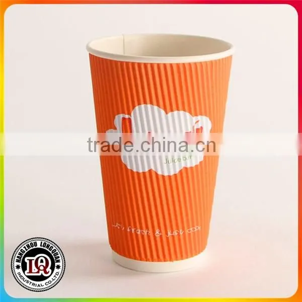 custom printed disposable corrugated ripple coffee paper cup for wholesale