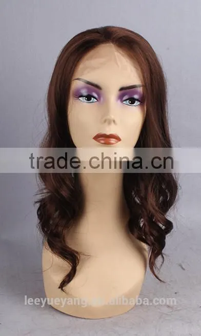 High quality synthetic 100% brown wavy lace front wigs
