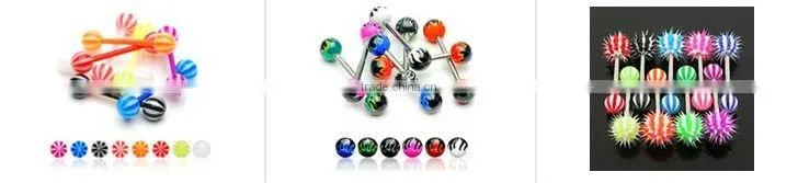 Green gem Surgical Steel Tongue Barbell body piercing jewelry