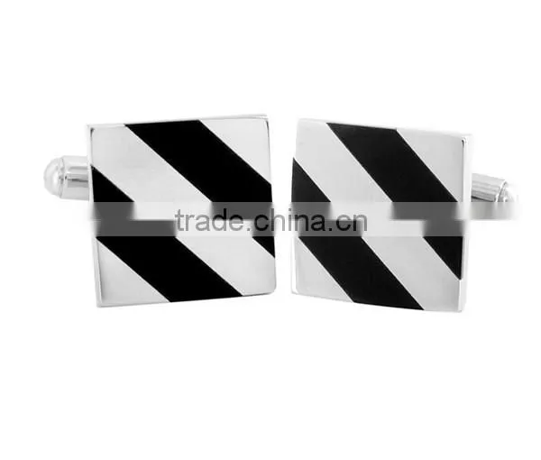 men's stainless steel diagonal stripe inlay cuff links