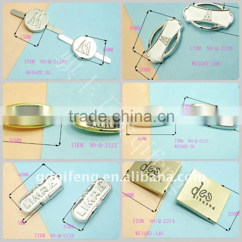 qifeng metal lables for shoes and handbags