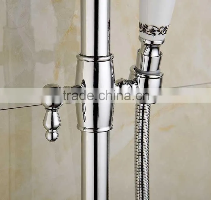 2015 New arrival Luxury Wall Mounted Big round Bath Hidden Shower faucet Set with ceramic hand shower & base