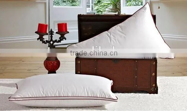 Cotton Gray Piping White Duck Down Gusset Pillow