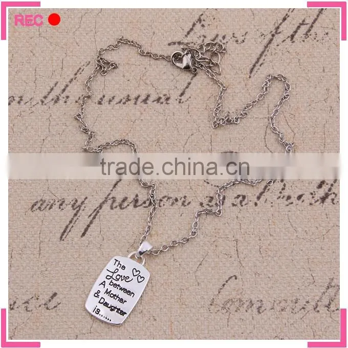 Cheap dog tag necklaces for mother, imitate silver chain engraved necklace