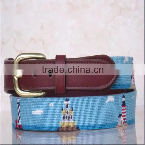 Genuine Cowhide Leather Belts Needlepoint Belts With 100% Handmade Craft