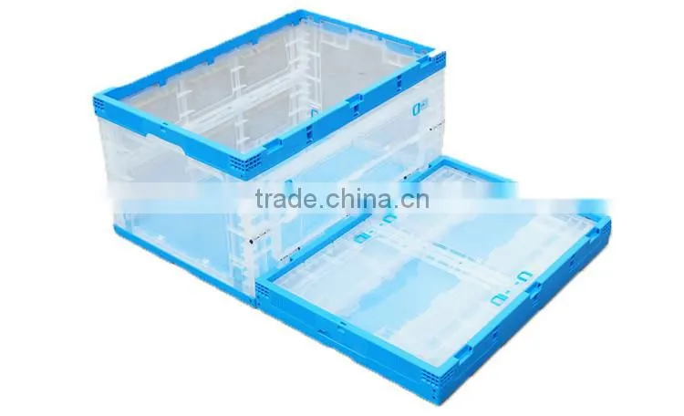Durable foldable collapsible euro hard plastic crate with cover