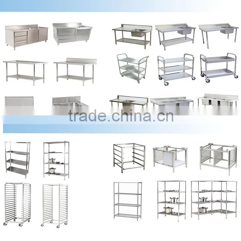 Commercial kitchen stainless steel overshelf of bench
