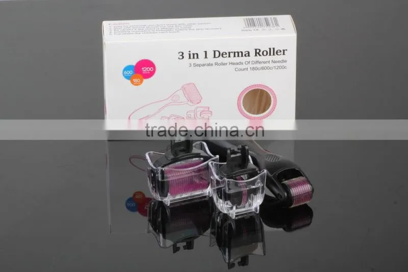 3 In 1 Dermaroller System MicroNeedle Skin Roller 0.3MM Count 180c/600c/1200c