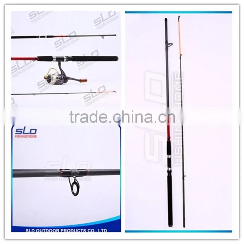 Middle heavy bass spin fishing rod and fishing reel combo in carrying bag