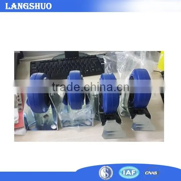 Qing Dao Lang Shuo Cheap Rubber Casters 4 inch Locking Caster Wheels