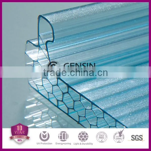 8/10/12mm U-lock PC material polycarbonate honeycomb hollow sheets 600mm