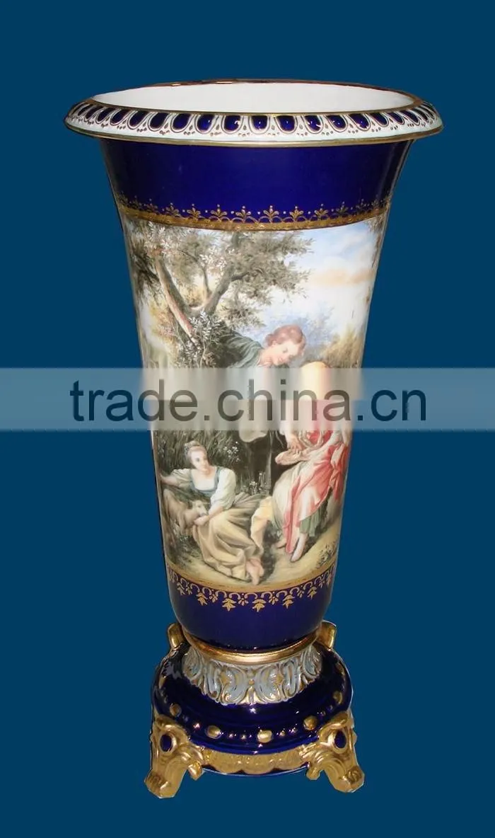 Elegant White Handicraft Ceramic Flower Receptacle with Lady dancing