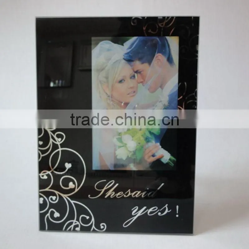 2015 new fashion promotion beautiful glass photo frame for home decoration or wedding