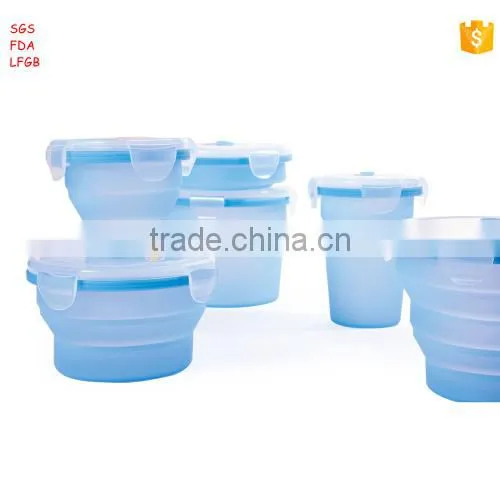 Food Grade Portable Convenient Collapsible Houseware Silicone Foldable Lunch Box