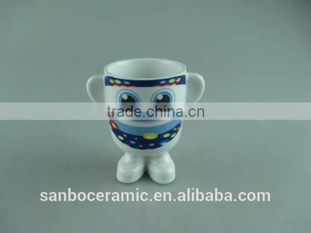 decal porcelain cute cup with two handles