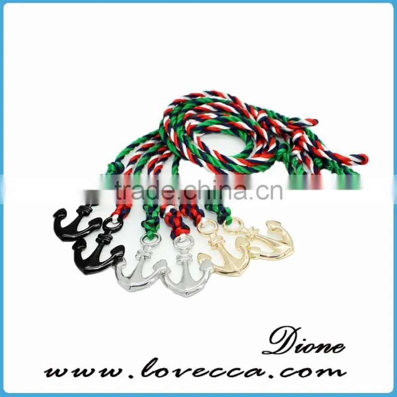 New Arrival Custom Anchor Nautical Hook Cotton Rope Bracelet Anchor Bracelet for Men