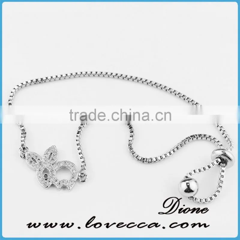 European style silver adjustable micro pave bracelet