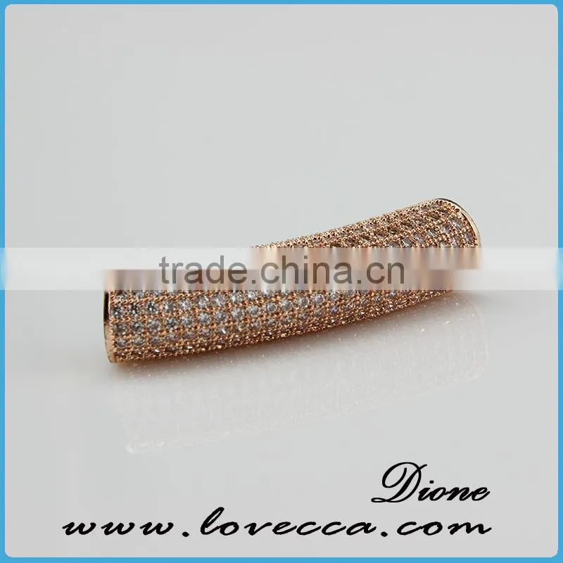 Little gold zircon jewelry, cylinder shape Micro pave jewelry, gold micro pave setting