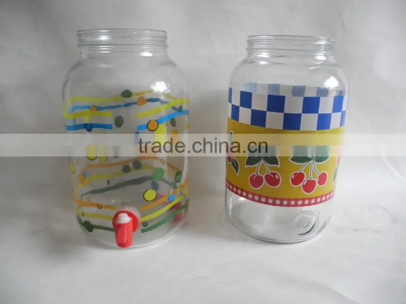 big capacity glass beverage dispenser with plastic tap