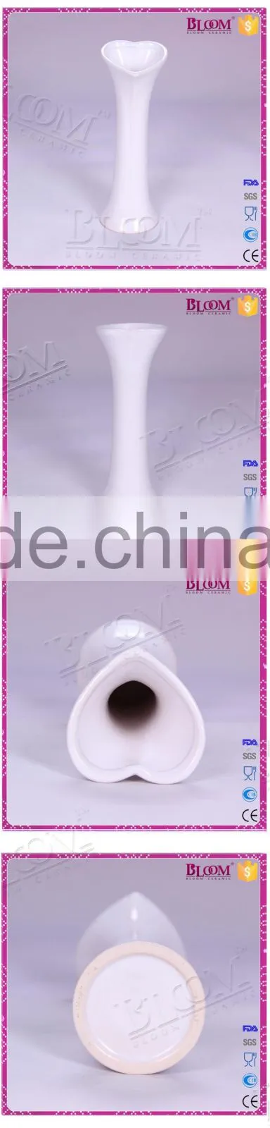 White ceramic heart shaped home decoration vase