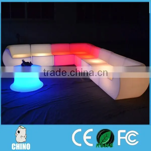 Group Long Sofa Combinated LED SOFA with led table lounge sofa