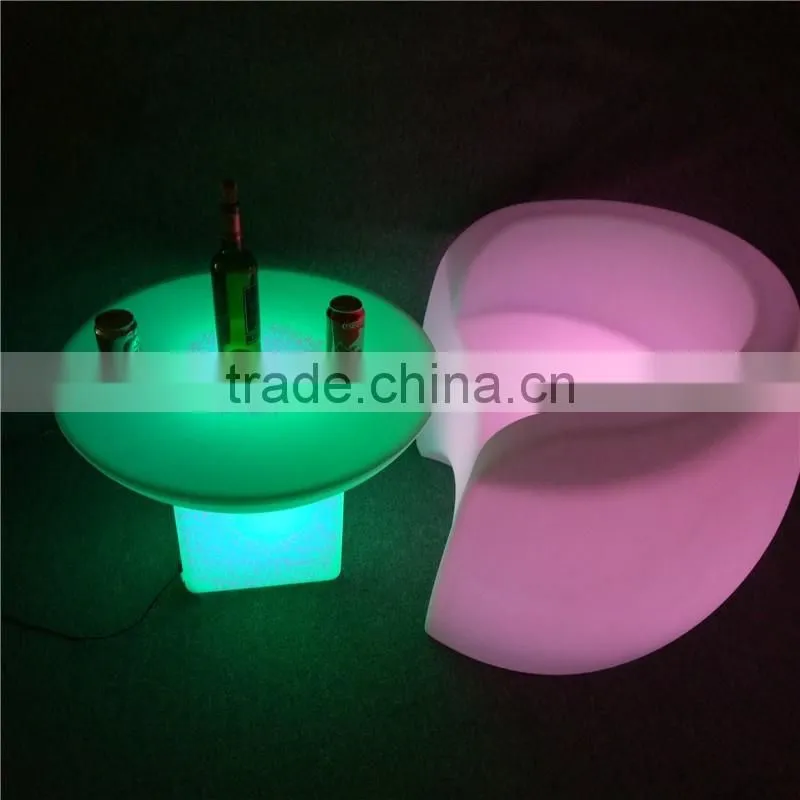 Modern classic plastic colorful lighting illuminated RGB LED chair with table