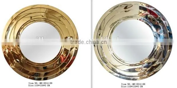 Stainless steel modern wall mirror with gold finish