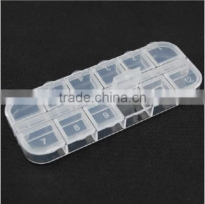 12 Compartment Transparent Cosmetic PS Plastic DIY Nail Art Kits Makeup Small Storage Box