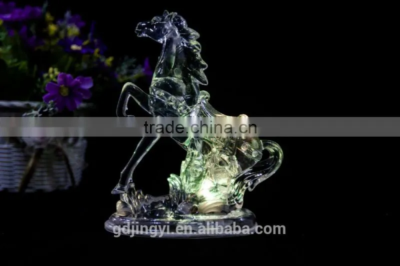 LED lighted plastic clear neighing horse indoor decoration