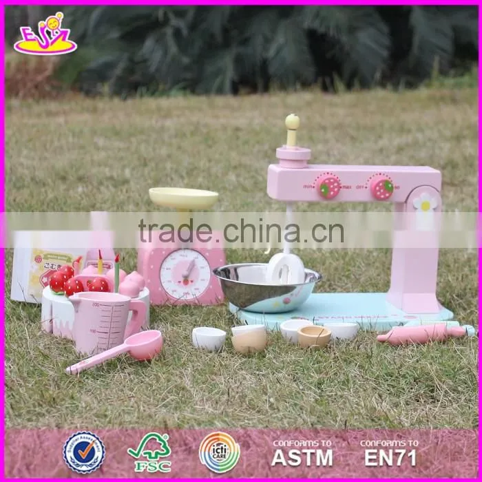 2017 New products children pretend play wooden toy set make a cake W10D013