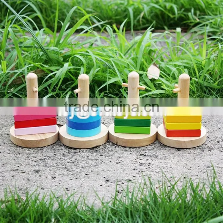 new design educational kids geometry sorting wooden stacking blocks toy W13D025