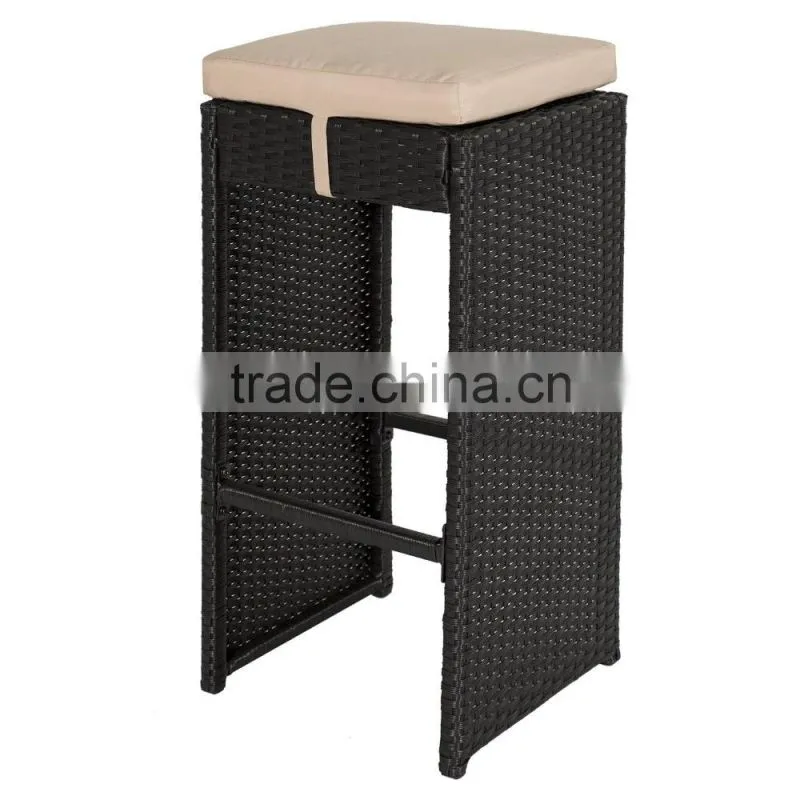 7pc rattan wicker bar stool dining table set for eating and drinking for hot sale