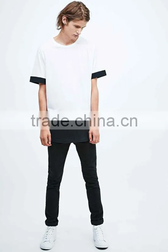 2015 OEM Factory Hot Selling 100% Cotton Men's Extended T Shirt