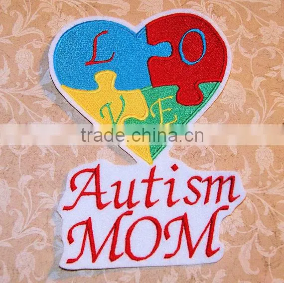 Custom high quality embroidered creative Love puzzles patch for clothes embroidery patch made in china choose size/color