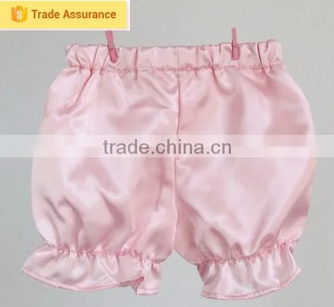 Wholesale children's boutique clothing baby girls plain pink ruffle shorts pant baby girl bloomers