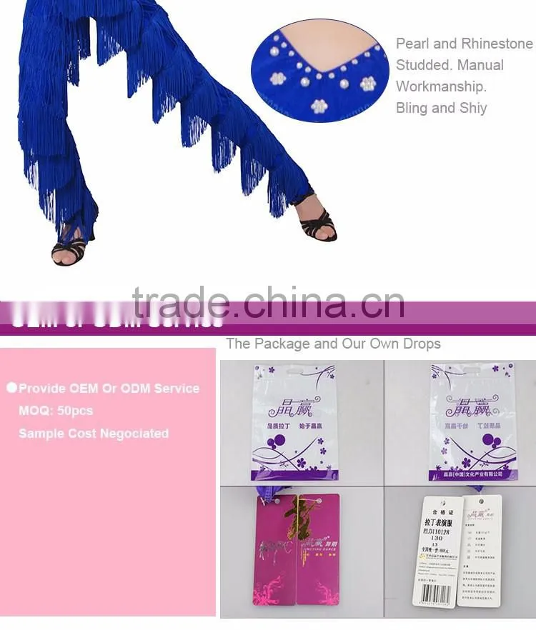 Professional Girls Fringed Latin Clothes&Pants Kids Ballroom Tango Salsa Dance Costumes
