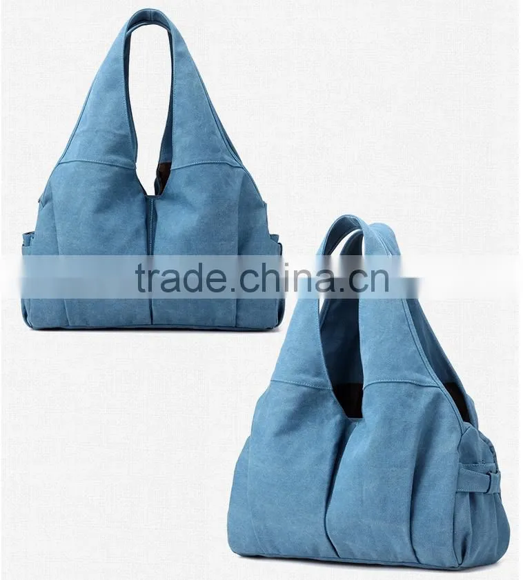 2017 new fashion vintage khaki double strap canvas bag solid bag