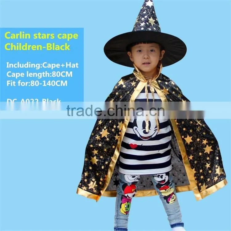 China cheap 100% polyester children halloween black one cape 80 cm